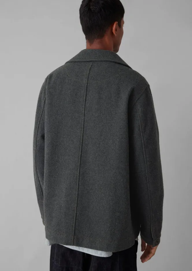 Workwear|Coats & Jackets-TOAST Melton Wool Blend Chore Jacket Charcoal