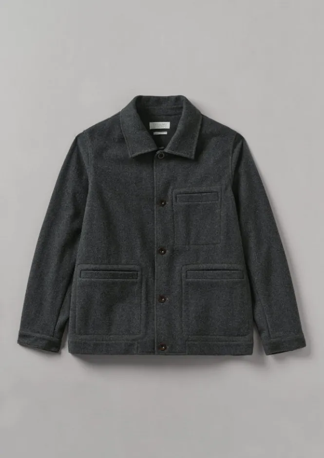 Workwear|Coats & Jackets-TOAST Melton Wool Blend Chore Jacket Charcoal