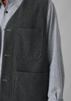 Coats & Jackets|Knitwear-TOAST Melton Wool Blend Gilet Charcoal