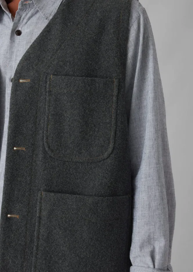 Coats & Jackets|Knitwear-TOAST Melton Wool Blend Gilet Charcoal