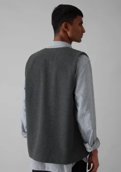 Coats & Jackets|Knitwear-TOAST Melton Wool Blend Gilet Charcoal
