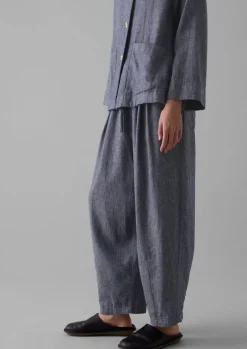 Linen|Loungewear-TOAST Minako Cotton Linen Twill Trousers IndigoBlue