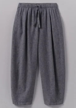 Linen|Loungewear-TOAST Minako Cotton Linen Twill Trousers IndigoBlue