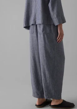Linen|Loungewear-TOAST Minako Cotton Linen Twill Trousers IndigoBlue
