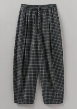 Cashmere|Loungewear-TOAST Minako Graph Check Cotton Cashmere Trousers Slate
