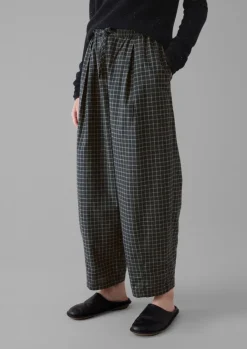 Cashmere|Loungewear-TOAST Minako Graph Check Cotton Cashmere Trousers Slate
