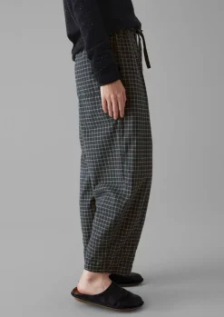 Cashmere|Loungewear-TOAST Minako Graph Check Cotton Cashmere Trousers Slate