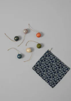 Christmas Decorations-TOAST Mini Hand Marbled Bauble Set Multi