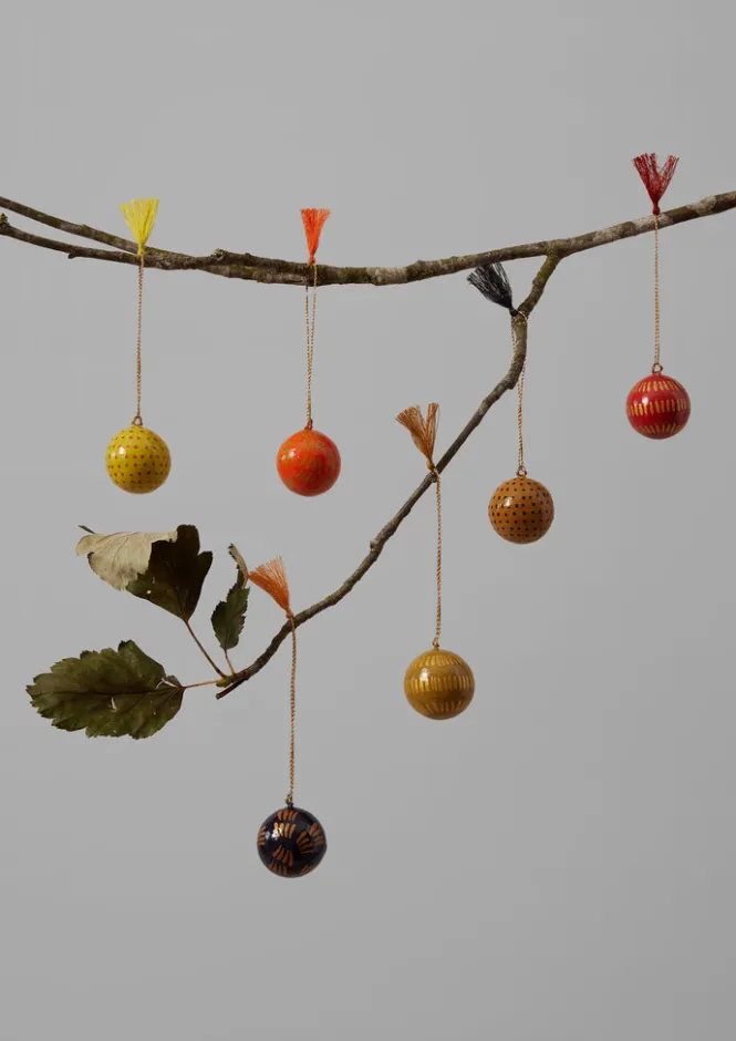 Christmas Decorations-TOAST Mini Hand Painted Bauble Set Multi