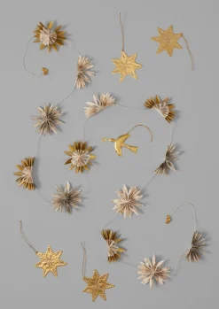 Christmas Decorations-TOAST Mini Palm Lokta Paper Garland Ecru/Gold