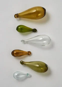 Glass|Christmas Decorations-TOAST Mixed Teardrop Glass Bauble Set Multi