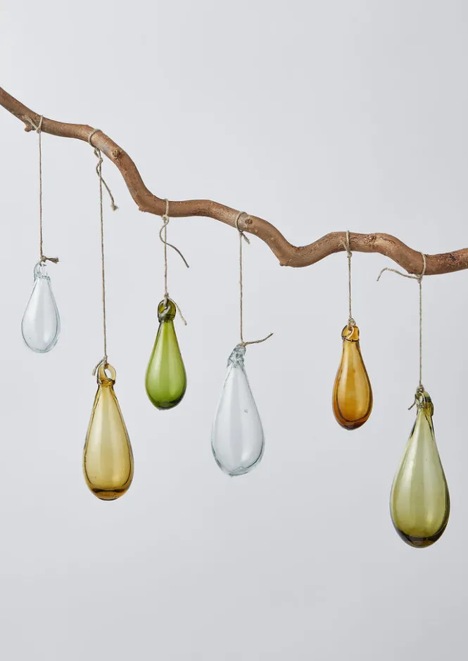 Glass|Christmas Decorations-TOAST Mixed Teardrop Glass Bauble Set Multi