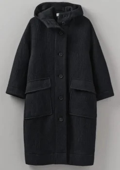 Coats & Jackets-TOAST Navy Wool Hooded Coat DarkNavy