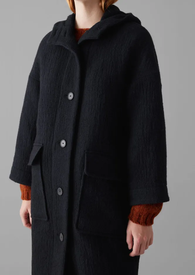 Coats & Jackets-TOAST Navy Wool Hooded Coat DarkNavy