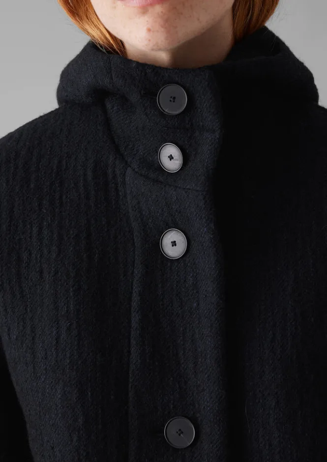 Coats & Jackets-TOAST Navy Wool Hooded Coat DarkNavy