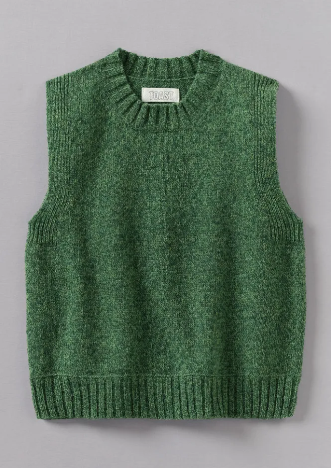 Knitwear-TOAST Neat Mouline Wool Tank ThornGreenMarl