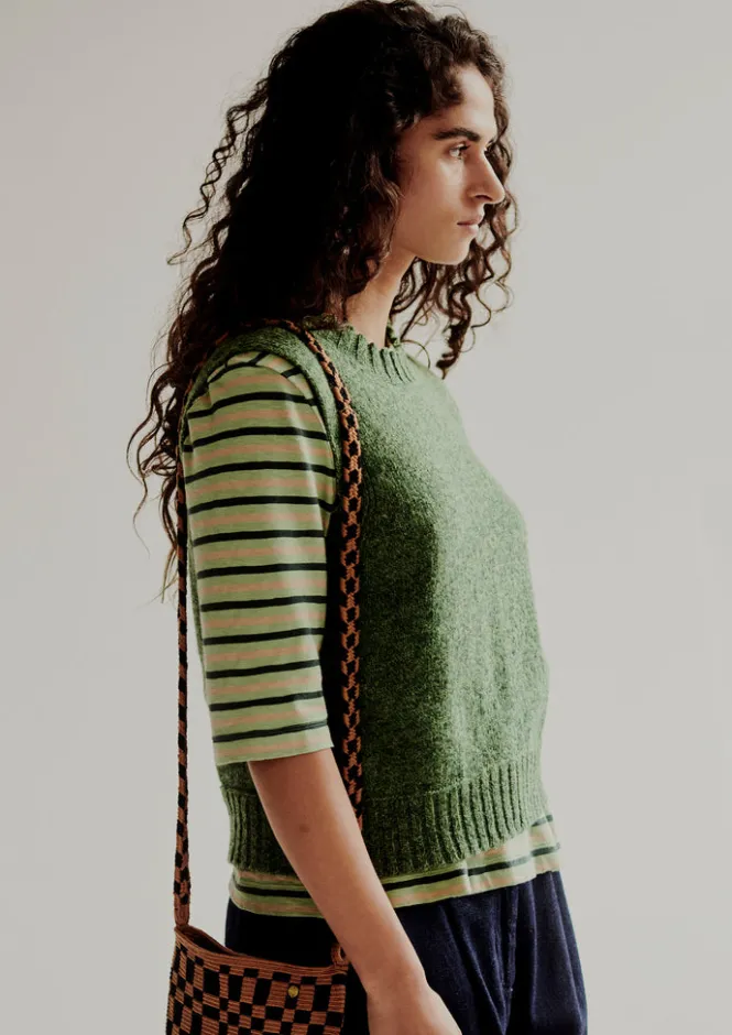 Knitwear-TOAST Neat Mouline Wool Tank ThornGreenMarl