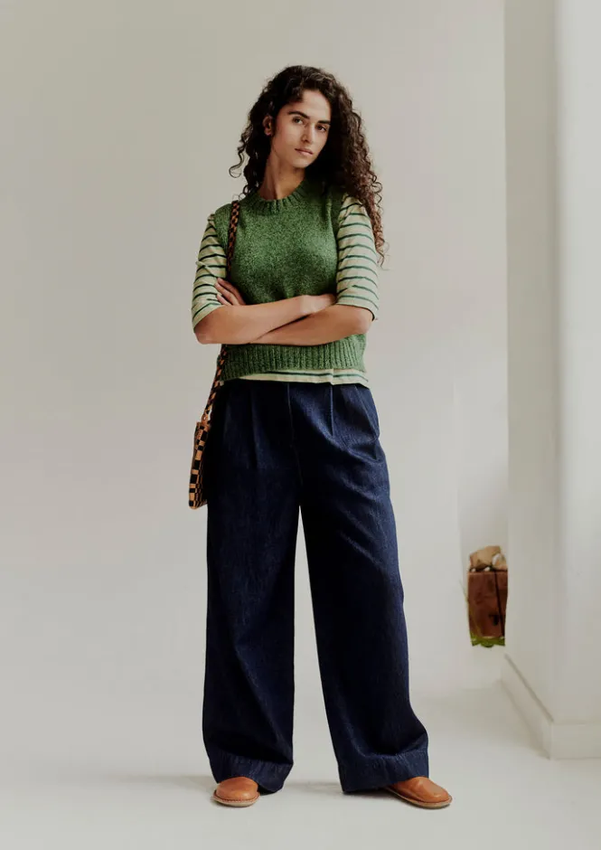 Knitwear-TOAST Neat Mouline Wool Tank ThornGreenMarl