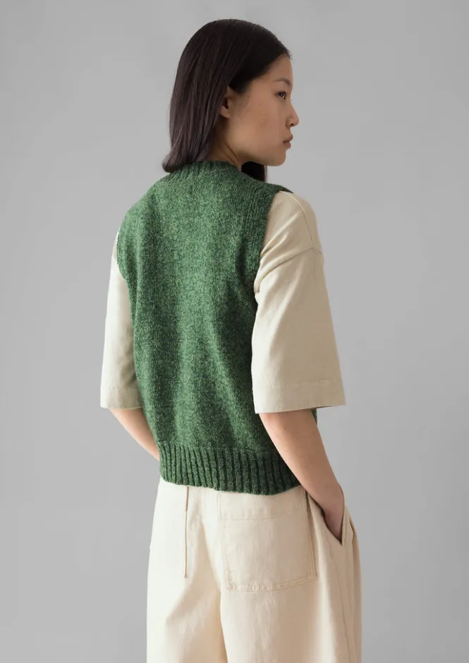 Knitwear-TOAST Neat Mouline Wool Tank ThornGreenMarl