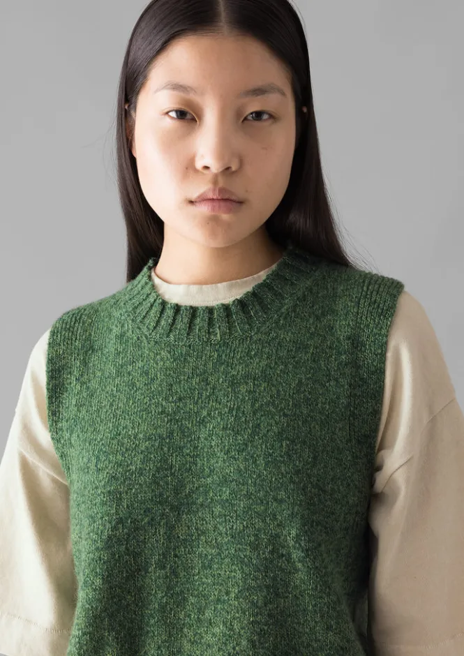 Knitwear-TOAST Neat Mouline Wool Tank ThornGreenMarl