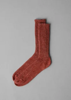 Socks-TOAST Nishiguchi Kutsushita Marled Hemp Cotton Socks Brick