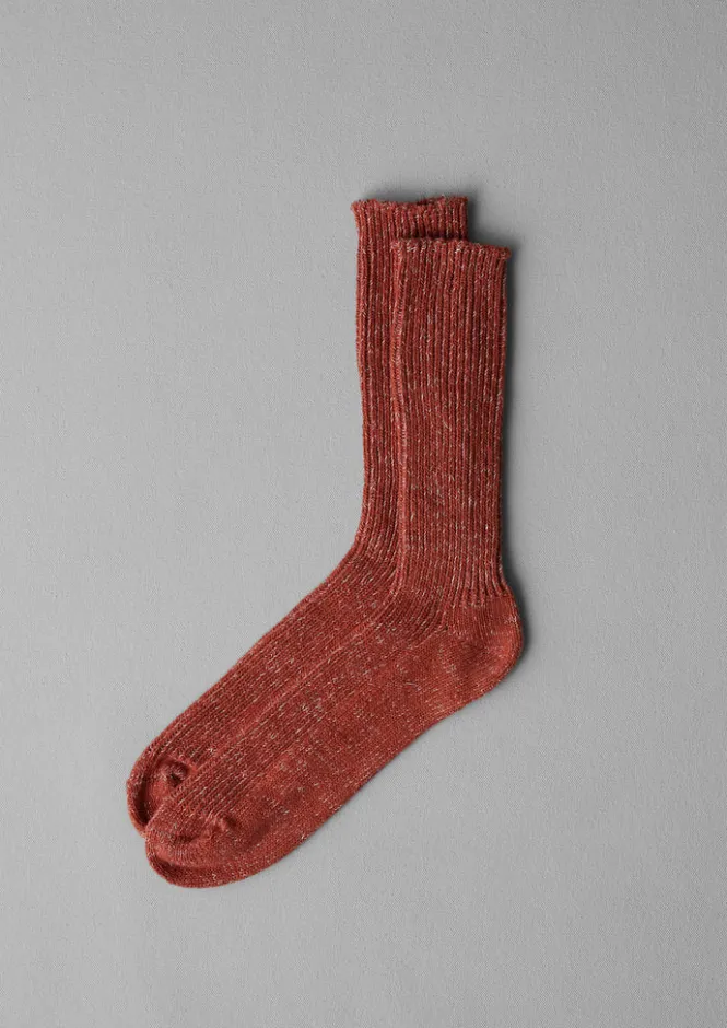 Socks-TOAST Nishiguchi Kutsushita Marled Hemp Cotton Socks Brick