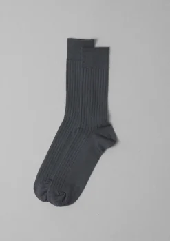 Socks-TOAST Nishiguchi Kutsushita Silk Cotton Ribbed Socks Charcoal