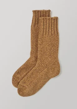 Socks & Tights-TOAST Nishiguchi Kutsushita Textured Boot Socks Mustard