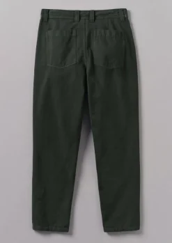Workwear|Trousers-TOAST Norv Garment Dyed Tapered Trousers DarkMineralGreen