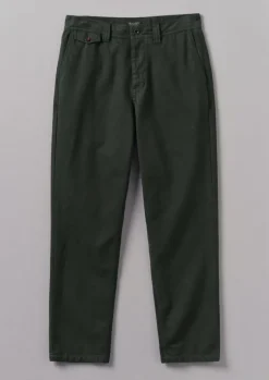 Workwear|Trousers-TOAST Norv Garment Dyed Tapered Trousers DarkMineralGreen