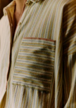 Nightwear-TOAST Nova Stripe Flannel Pyjamas Ecru/Celery