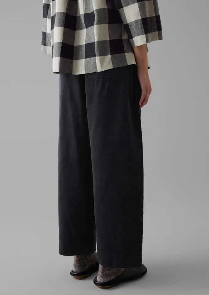 Cord|Loungewear-TOAST Organic Cord Barrel Leg Trousers Charcoal