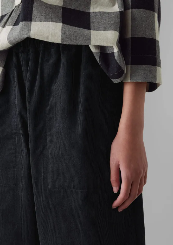 Cord|Loungewear-TOAST Organic Cord Barrel Leg Trousers Charcoal