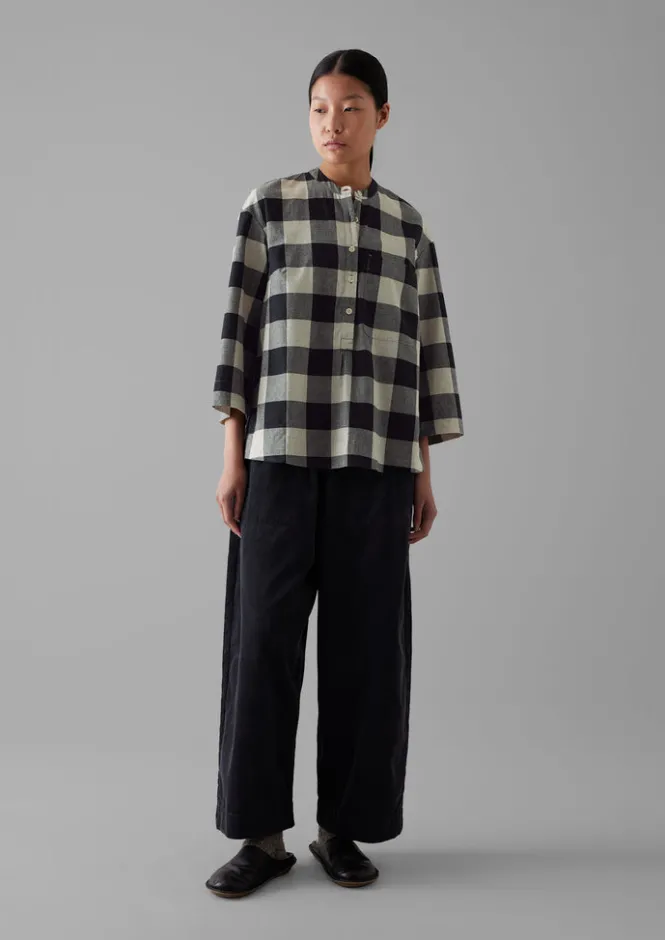 Cord|Loungewear-TOAST Organic Cord Barrel Leg Trousers Charcoal