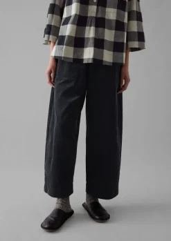 Cord|Loungewear-TOAST Organic Cord Barrel Leg Trousers Charcoal