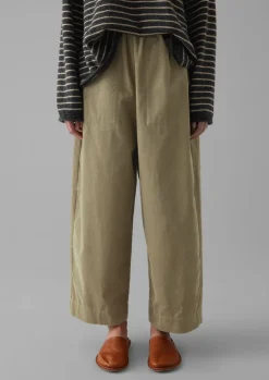 Cord|Loungewear-TOAST Organic Cord Barrel Leg Trousers GreenStone
