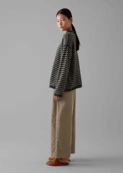 Cord|Loungewear-TOAST Organic Cord Barrel Leg Trousers GreenStone