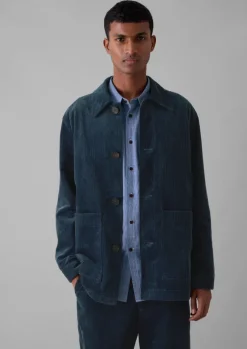 Cord|Coats & Jackets-TOAST Organic Cord Point Collar Jacket DustyNavy