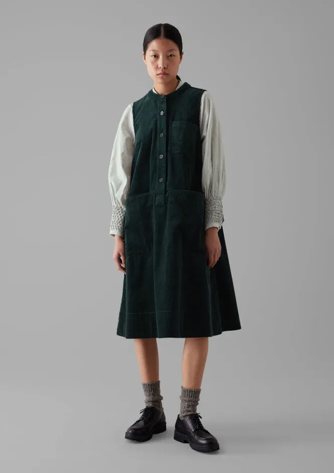 Cord|Dresses-TOAST Organic Cord Sleeveless Tunic Dress Oil