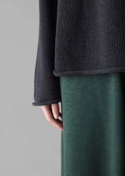 Linen|Jersey-TOAST Organic Cotton Linen Easy Sweater DarkNavy