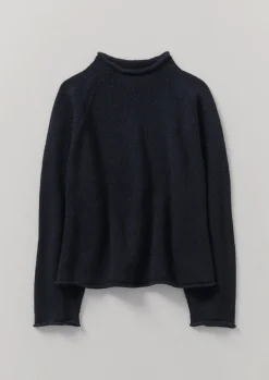 Linen|Jersey-TOAST Organic Cotton Linen Easy Sweater DarkNavy