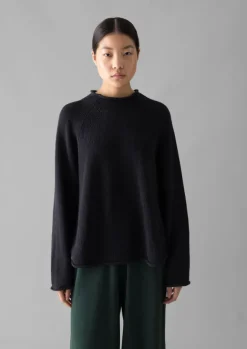 Linen|Jersey-TOAST Organic Cotton Linen Easy Sweater DarkNavy