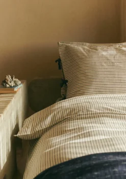 Textiles|Bed Linen-TOAST Organic Cotton Pyjama Stripe Duvet Cover Navy/Ecru