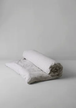 Textiles|Bed Linen-TOAST Organic Cotton Pyjama Stripe Duvet Cover Navy/Ecru