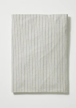 Textiles|Bed Linen-TOAST Organic Cotton Pyjama Stripe Fitted Sheet Navy/Ecru