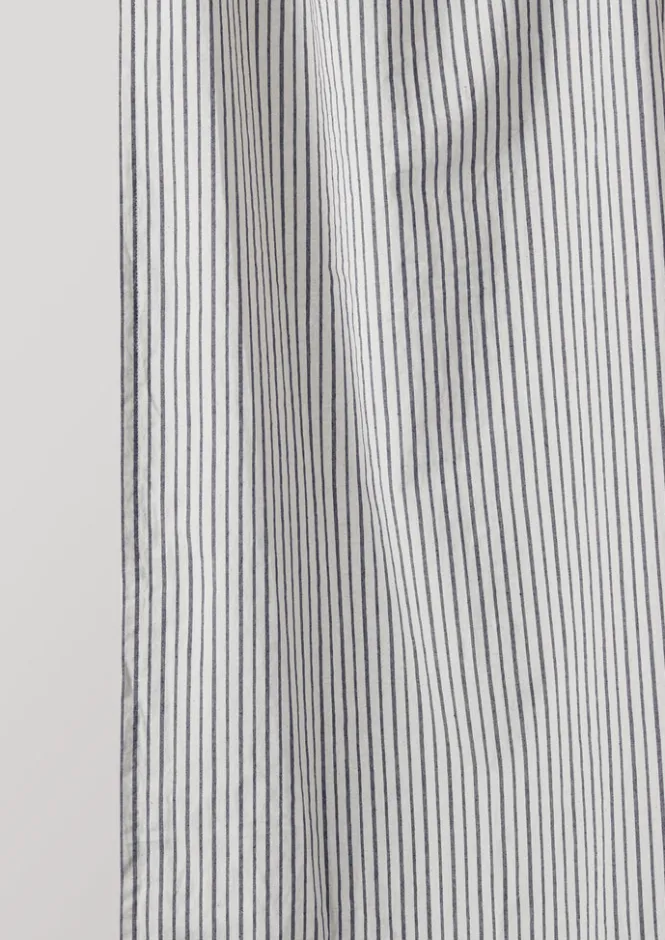 Bathroom-TOAST Organic Cotton Pyjama Stripe Shower Curtain Navy/Ecru