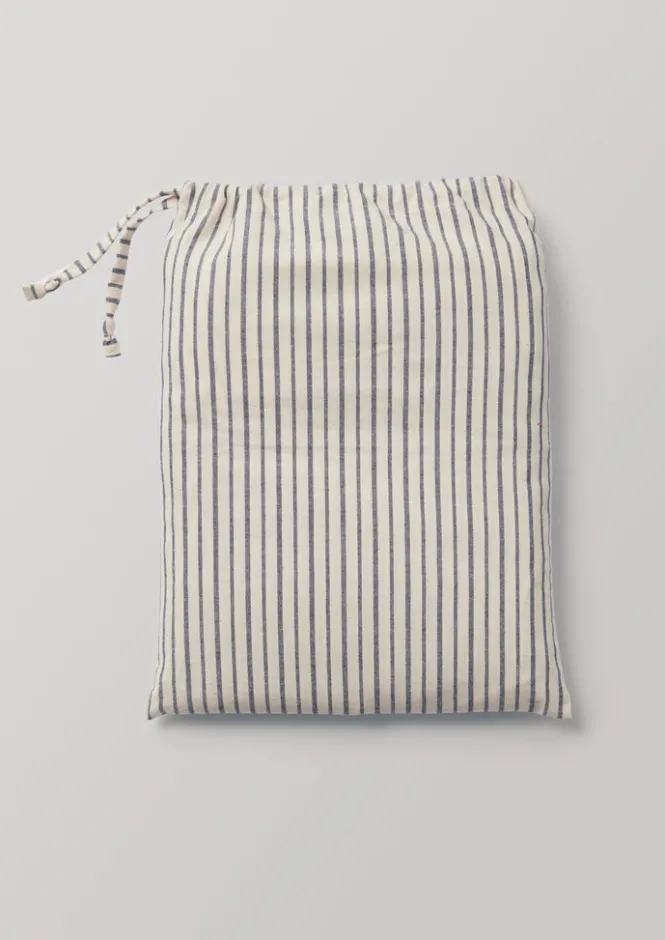 Bathroom-TOAST Organic Cotton Pyjama Stripe Shower Curtain Navy/Ecru