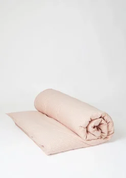 Textiles|Bed Linen-TOAST Organic Cotton Ticking Stripe Duvet Cover Ecru/Rose