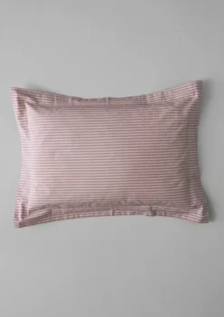 Textiles|Bed Linen-TOAST Organic Cotton Ticking Stripe Oxford Pillowcase Ecru/Rose