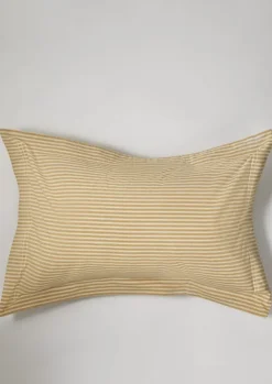 Textiles|Bed Linen-TOAST Organic Cotton Ticking Stripe Oxford Pillowcase Ecru/Straw